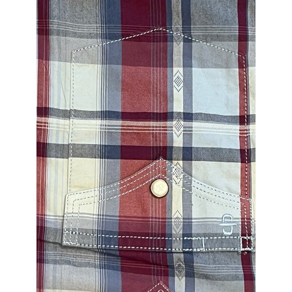 Stetson Mens 3XL Plaid Button-Up Shirt Red/Blue Cotton Casual Western Style - Picture 5 of 8